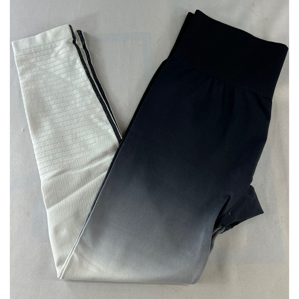 Zyia Active Womens Medium Black White Ombre Activewear Athletic Leggings Pants